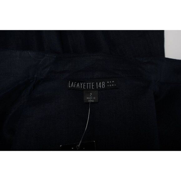 Lafayette 148 NY Womens Linen Shirt Blouse Blazer Jacket Sz 2 Navy Blue NWT - Picture 6 of 6
